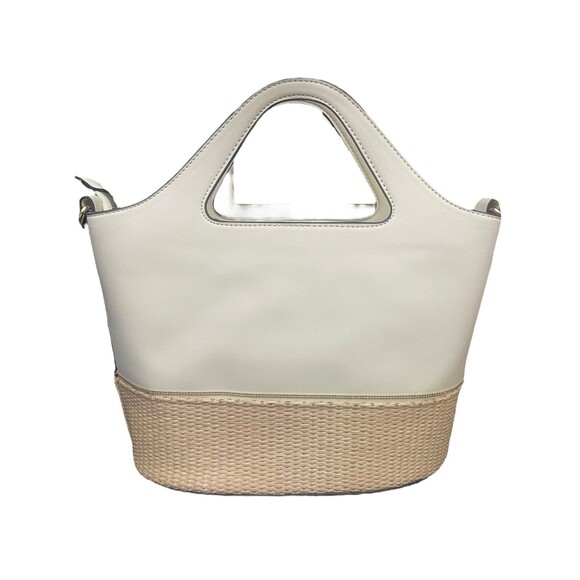 Nanette Lepore Handbag Smooth Vegan Leather Hand/Shoulder Bag Straw/Cream - Picture 5 of 7
